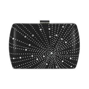 INC Ranndi Celestial Clutch Rhinestone Embellished Black Evening Bag NEW